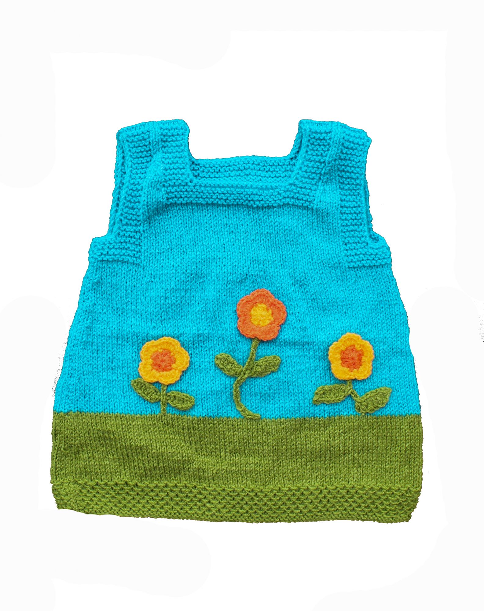 Woonie Handmade Blue Floral Sleeveless Sweater for Kids