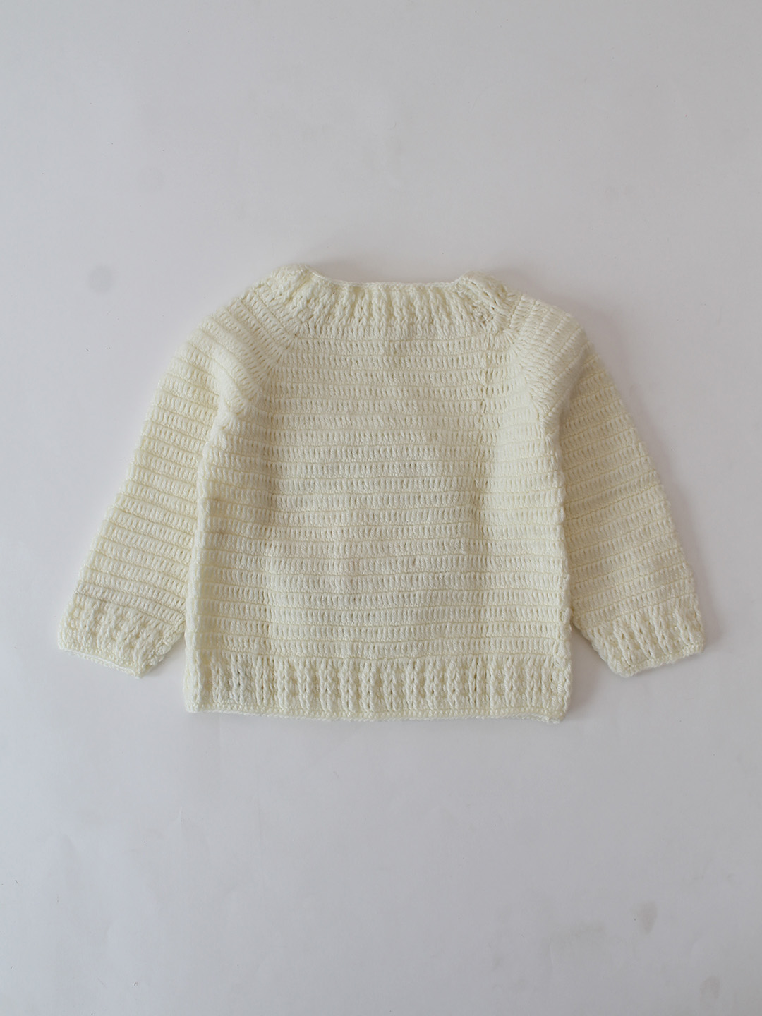 Woonie Crochet Pizza Designed Sweater - Cream
