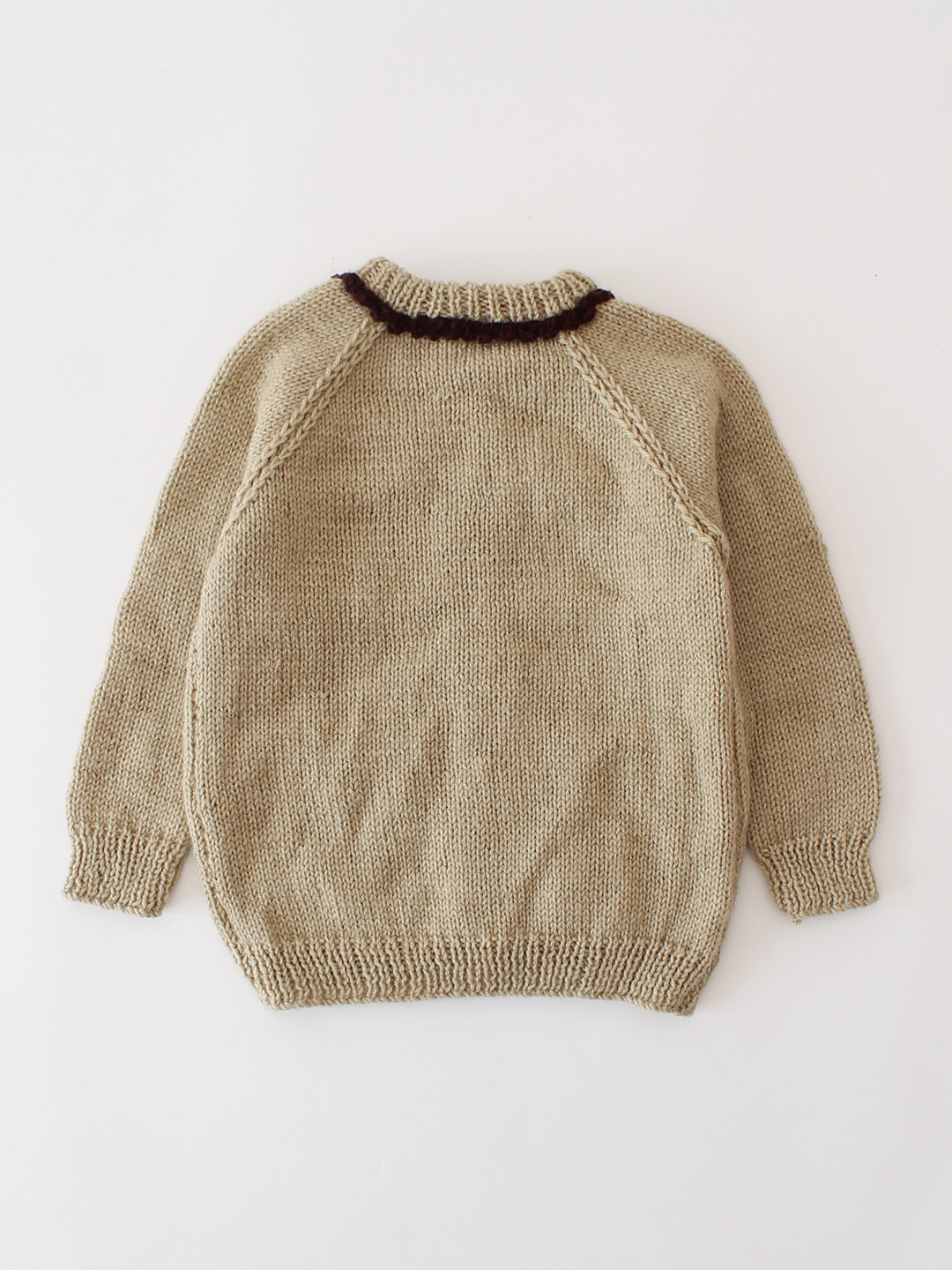 Woonie Handknitted Sweater with Scallop Detail- Beige