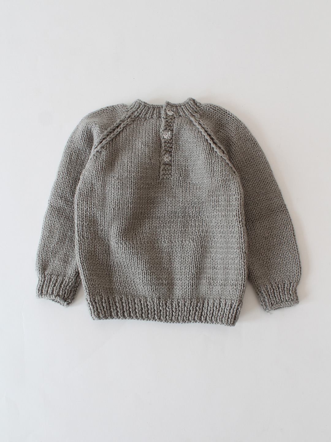Woonie Handknitted Bobble Stitch Detaled Pullover - Grey