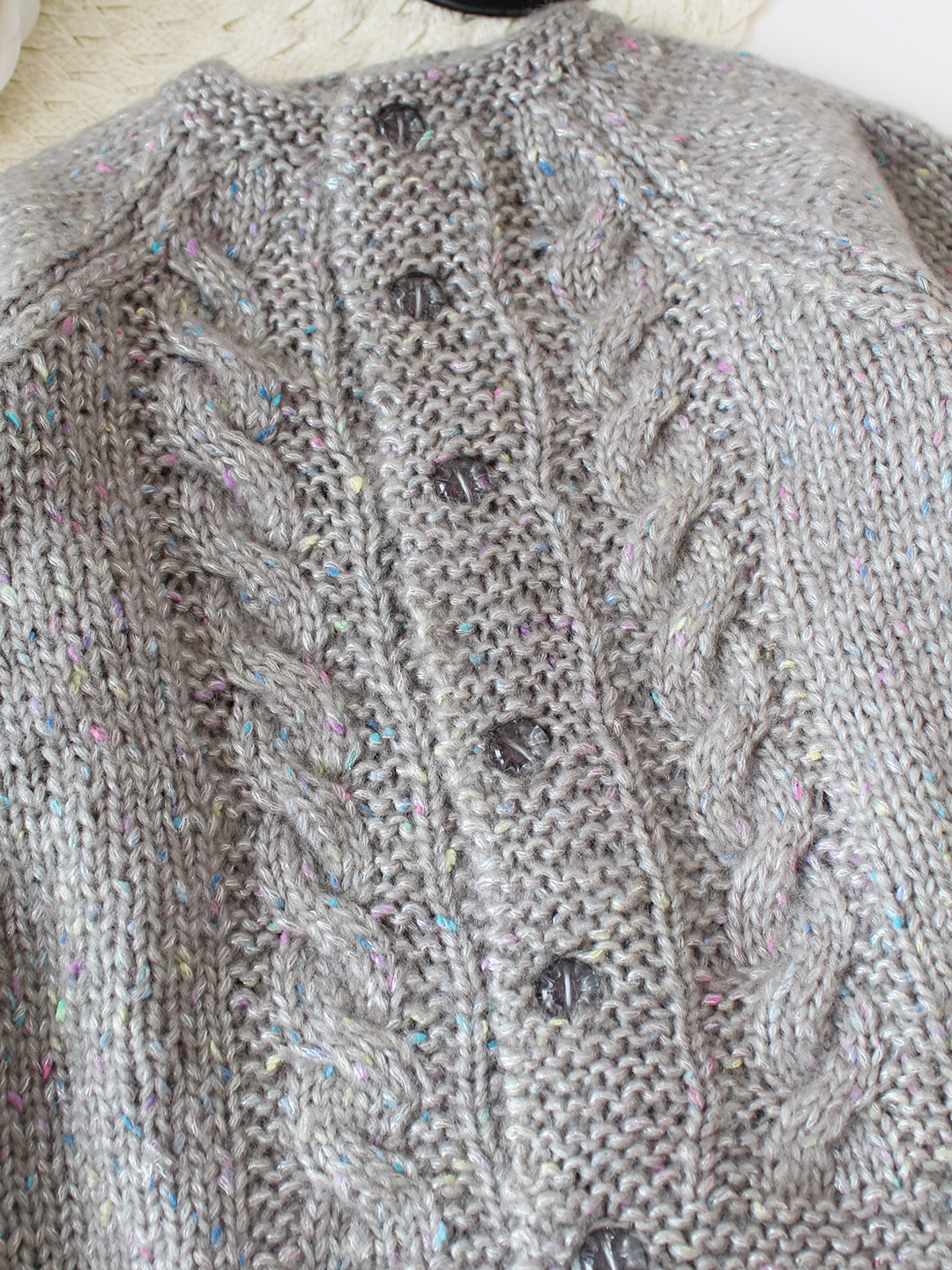 Woonie Handknitted Cable Detailed Cardigan - Grey