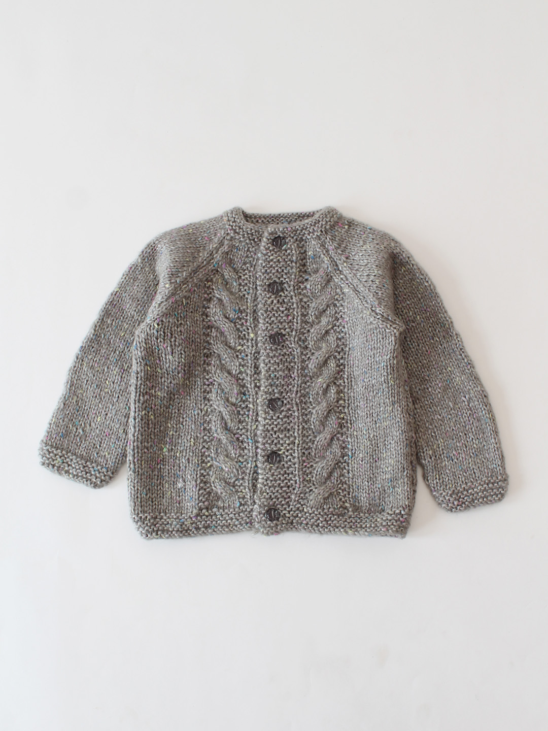 Woonie Handknitted Cable Detailed Cardigan - Grey