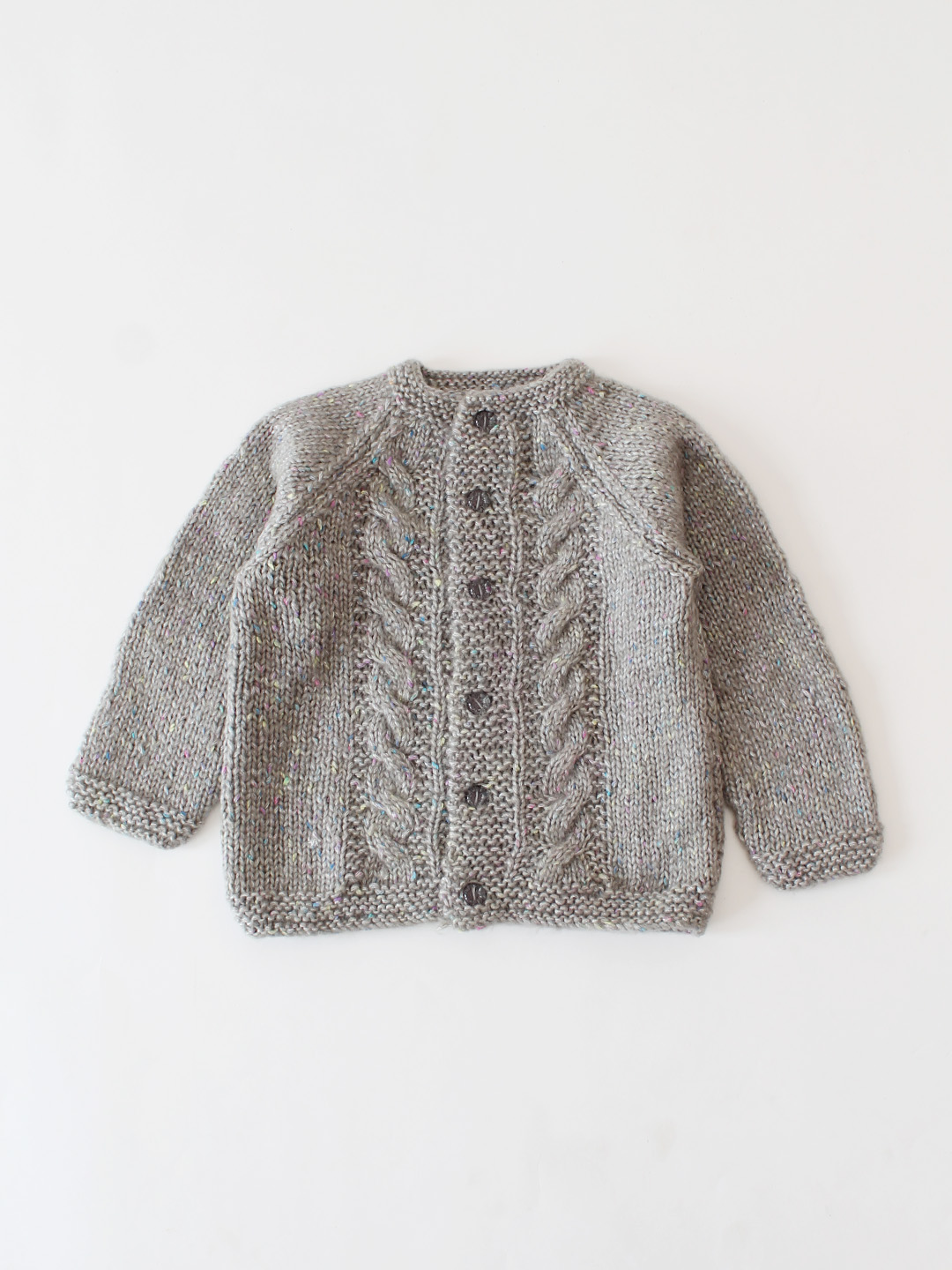 Woonie Handknitted Cable Detailed Cardigan - Grey
