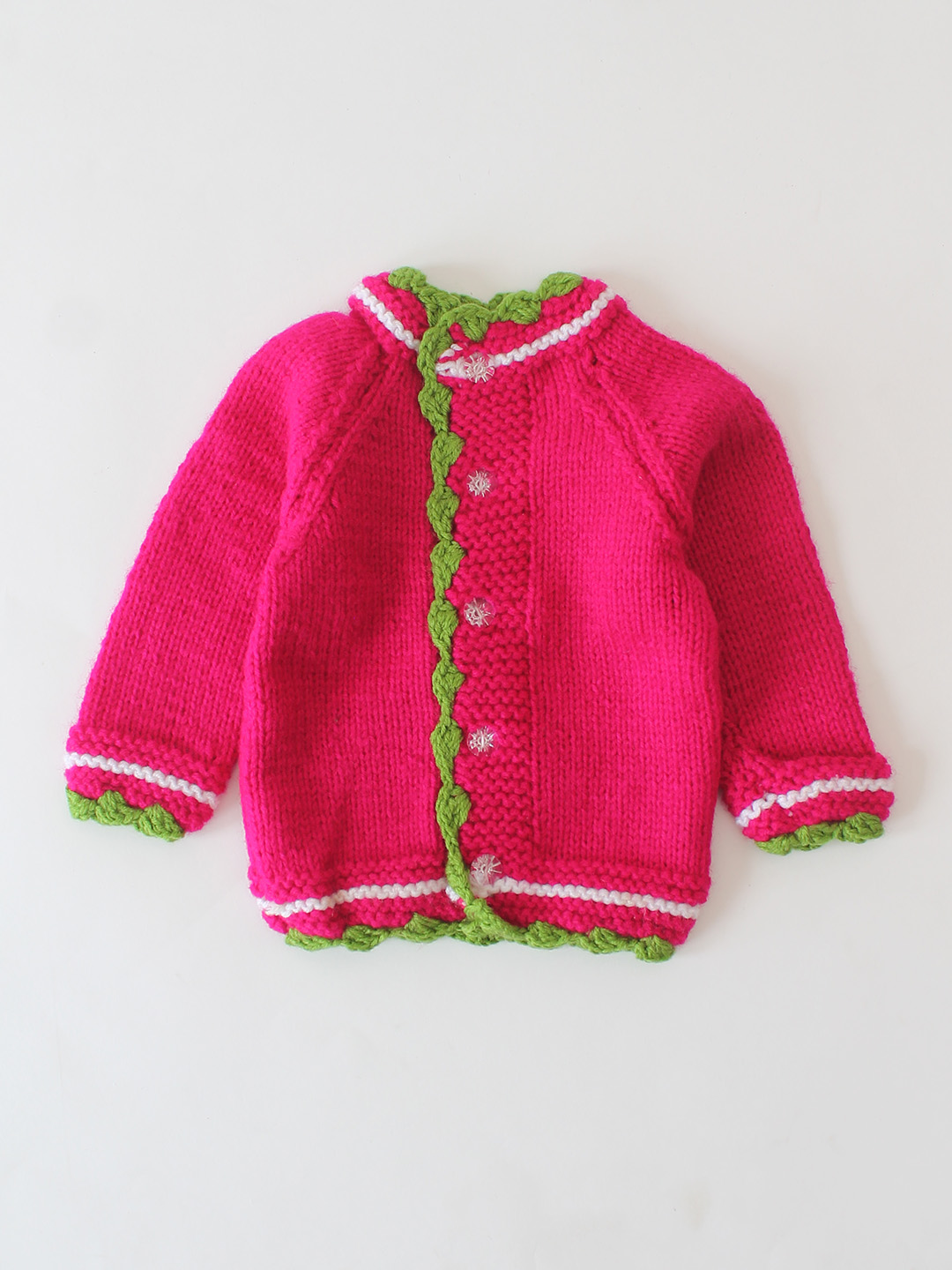 Woonie Handknitted Self Design Cardigan - Pink