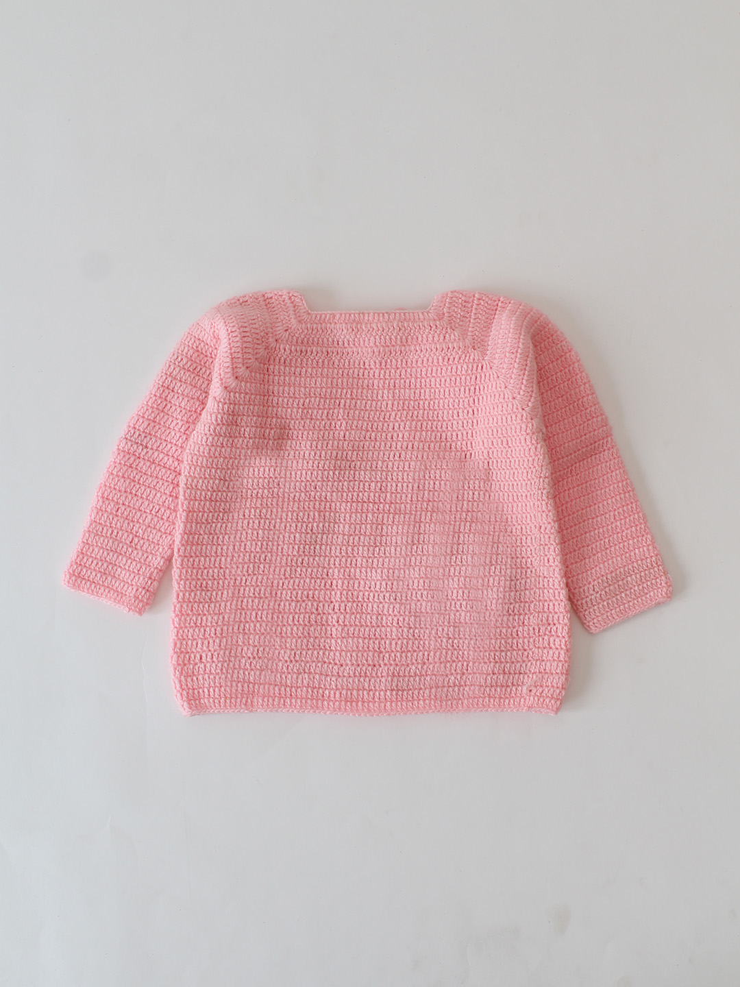 Woonie Crochet Dog Face Applique Detailed Pullover - Pink