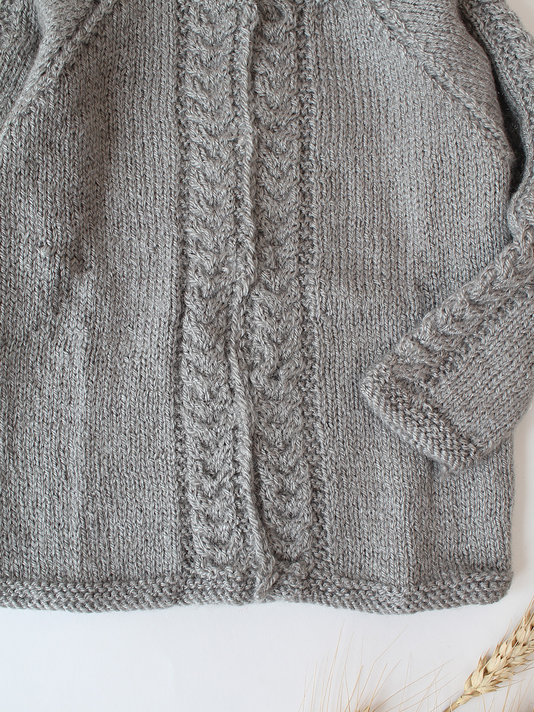 Woonie Handknitted Self Design Sweater - Grey