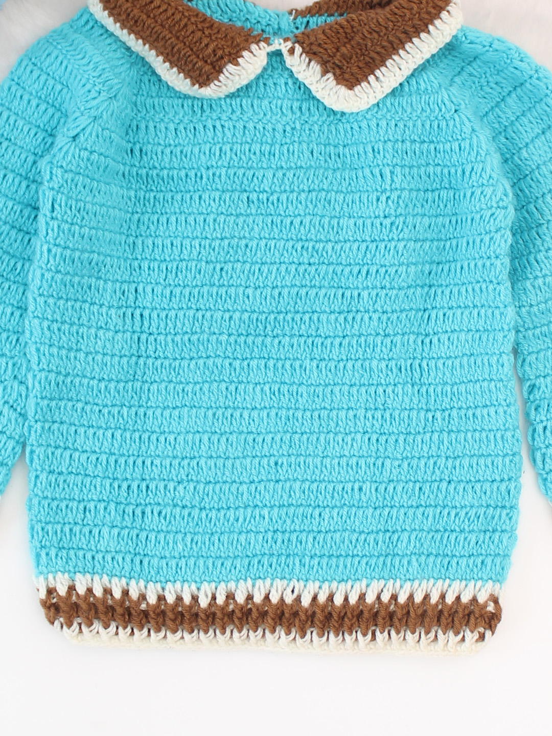 Woonie Crochet Collar Detailed Pullover - Blue