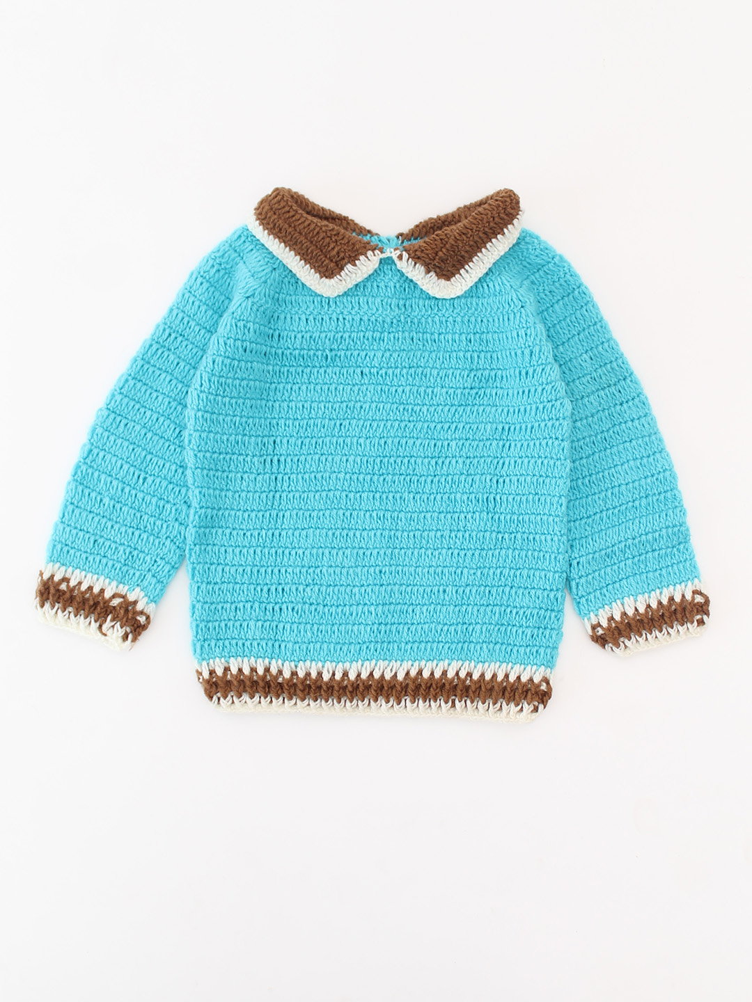 Woonie Crochet Collar Detailed Pullover - Blue