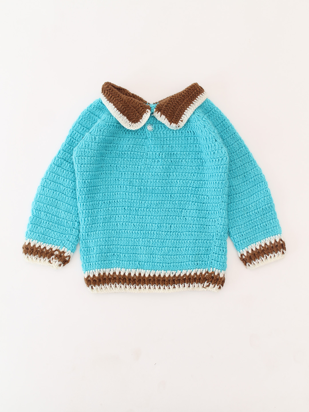 Woonie Crochet Collar Detailed Pullover - Blue