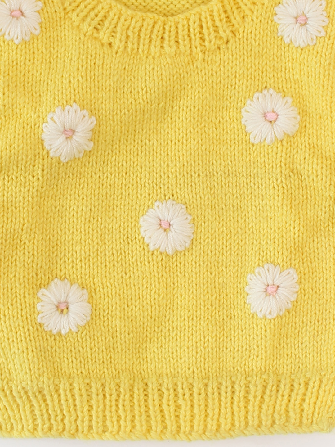 Woonie Handknitted Daisy Side Tie-up Detailed Sweater Vest - Yellow