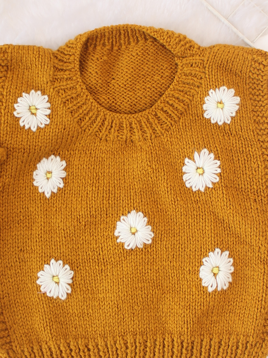 Woonie Handknitted Daisy Side Tie-up Detailed Sweater Vest - Mustard