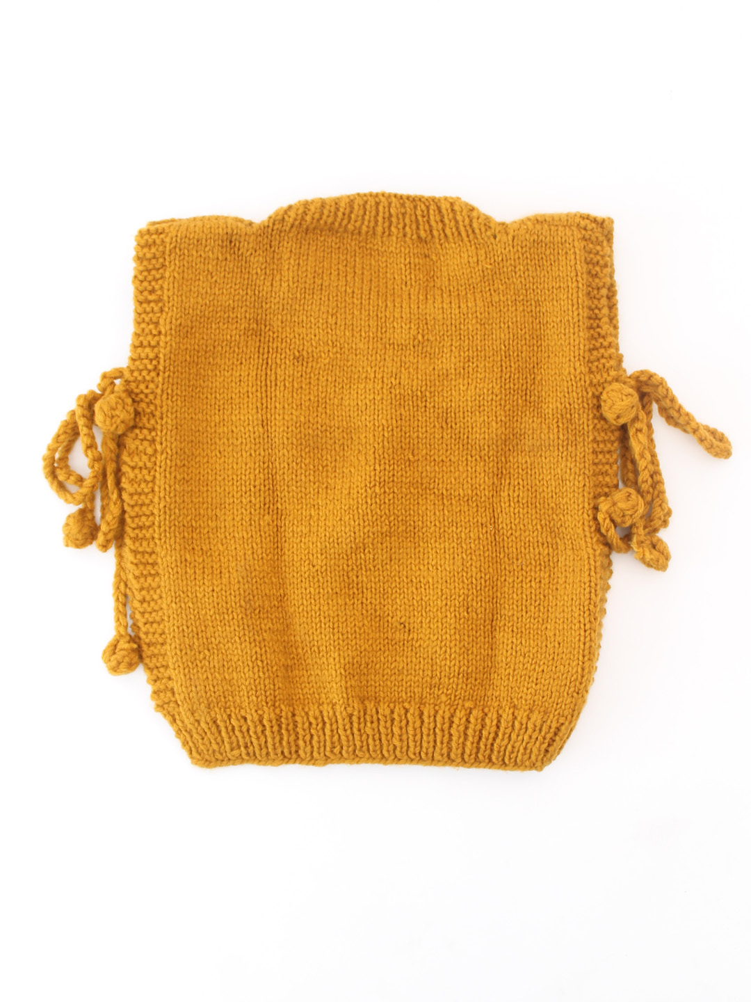 Woonie Handknitted Daisy Side Tie-up Detailed Sweater Vest - Mustard