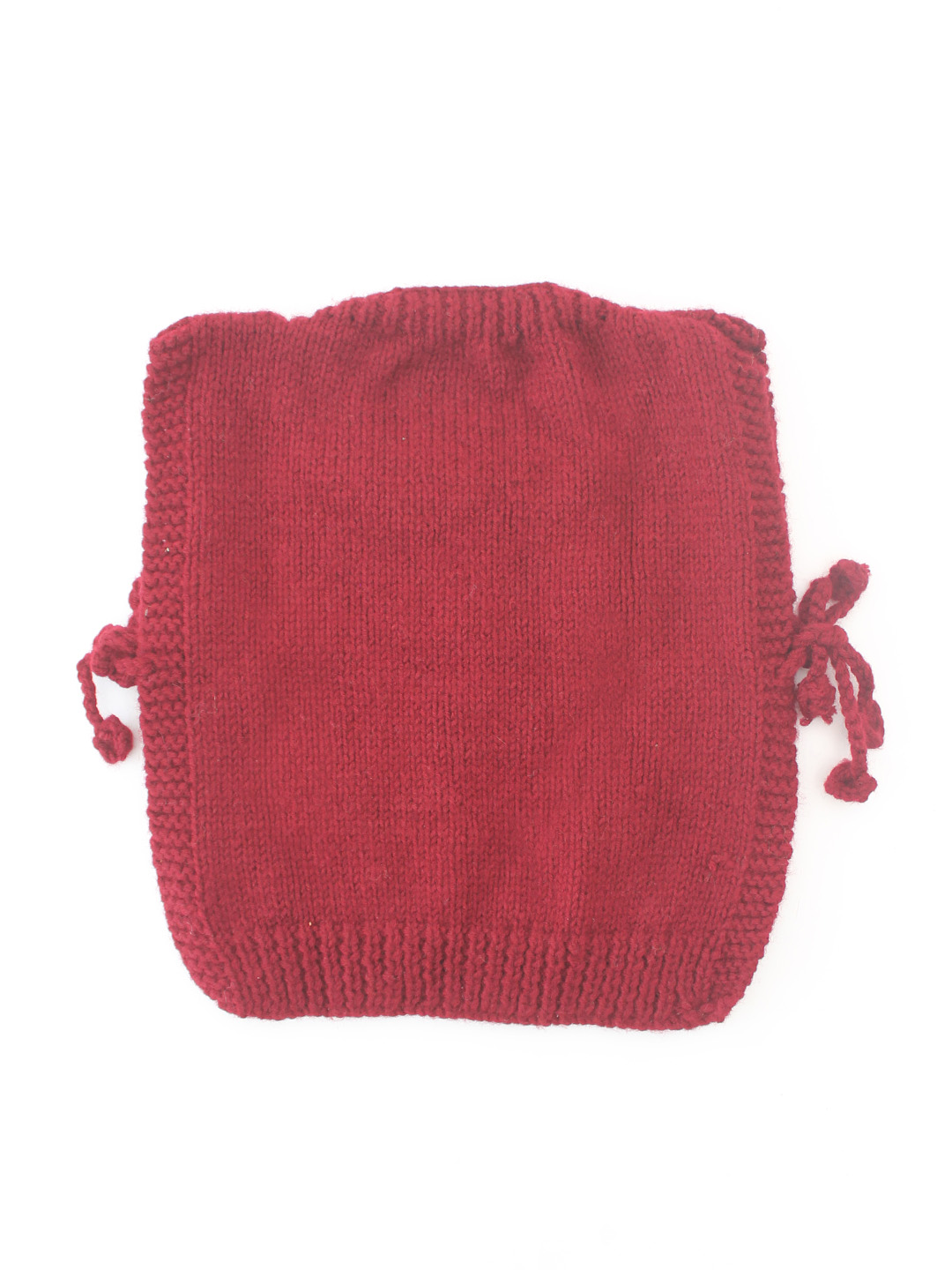 Woonie Handknitted Daisy Side Tie-up Detailed Sweater Vest - Maroon