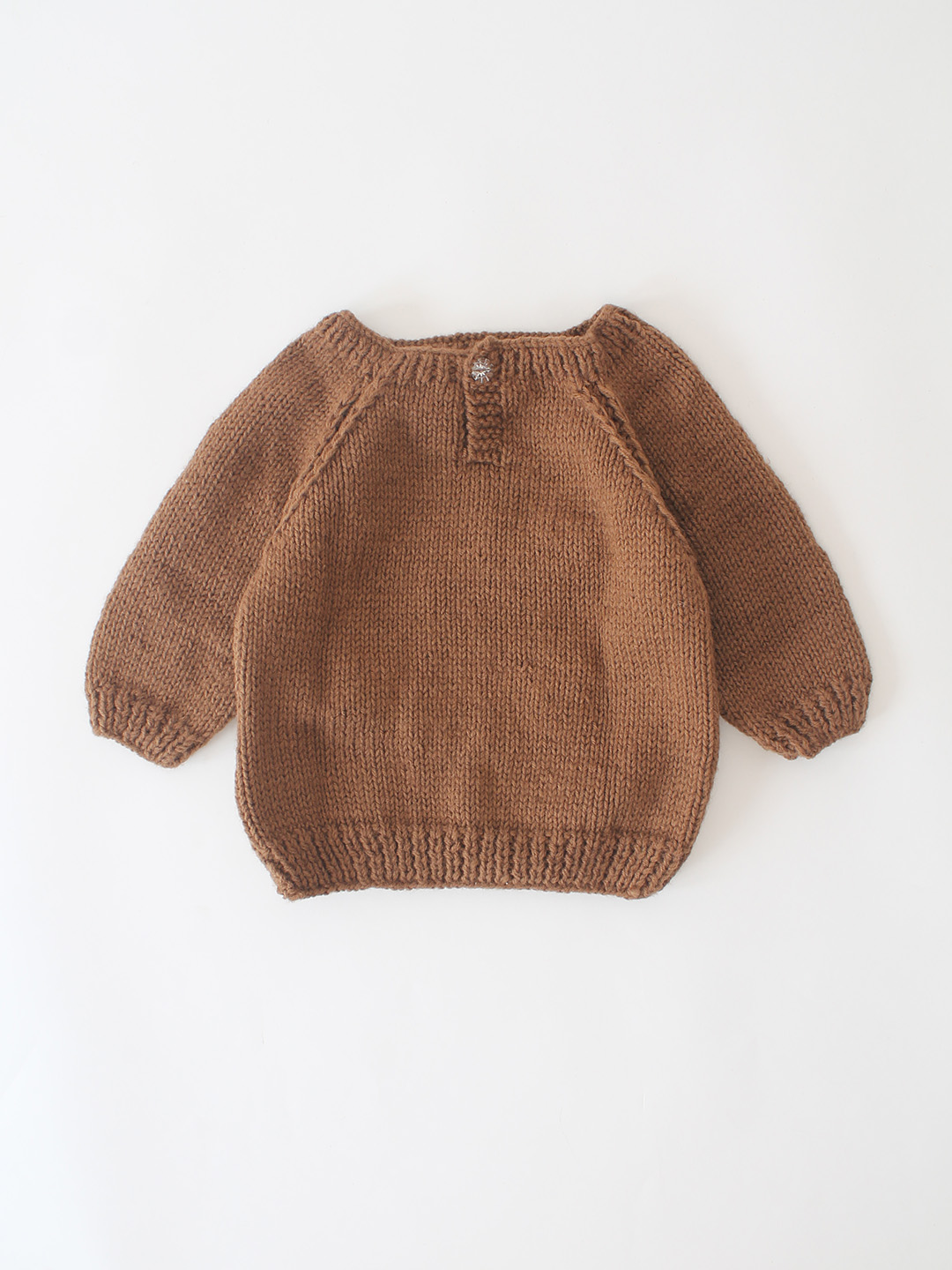 Woonie Handknitted Heart Embroidered Sweater - Brown