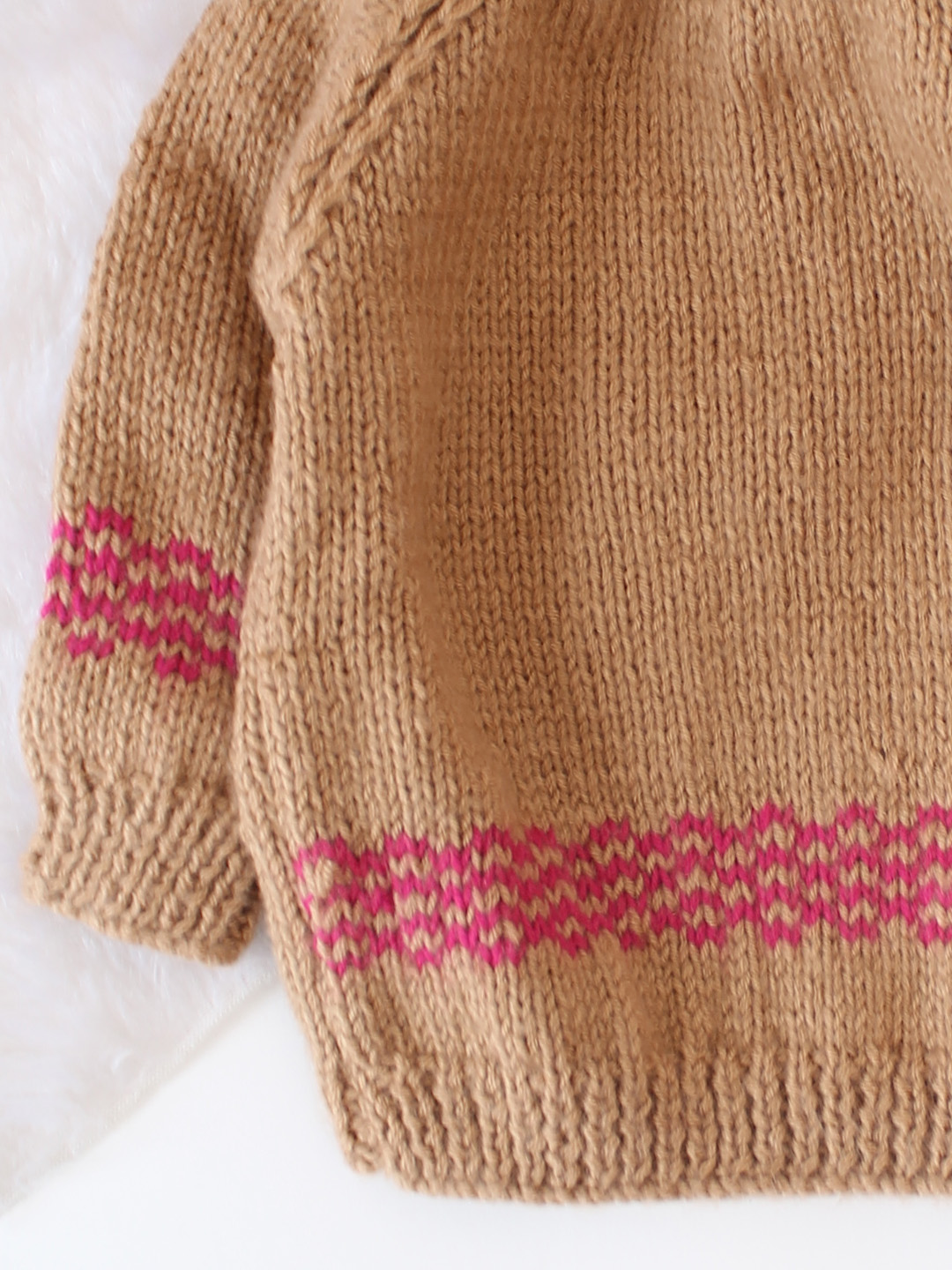 Woonie Handknitted Self Design Sweater - Beige