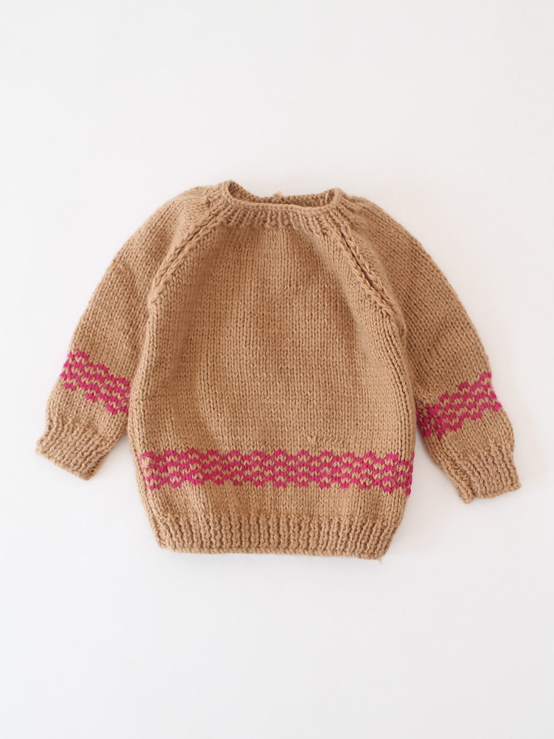 Woonie Handknitted Self Design Sweater - Beige