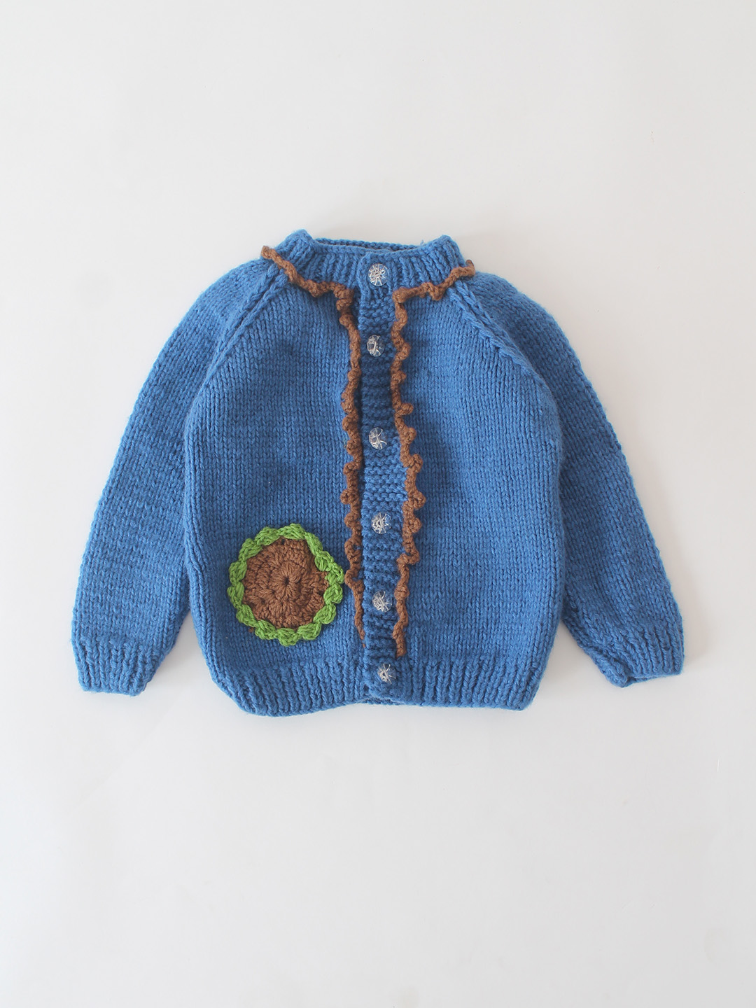 Woonie Handknitted Scallop Detailed Sweater - Blue