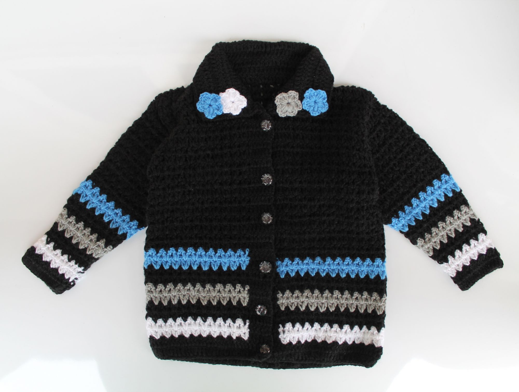 Woonie Handmade Black Collared Sweater for Kids