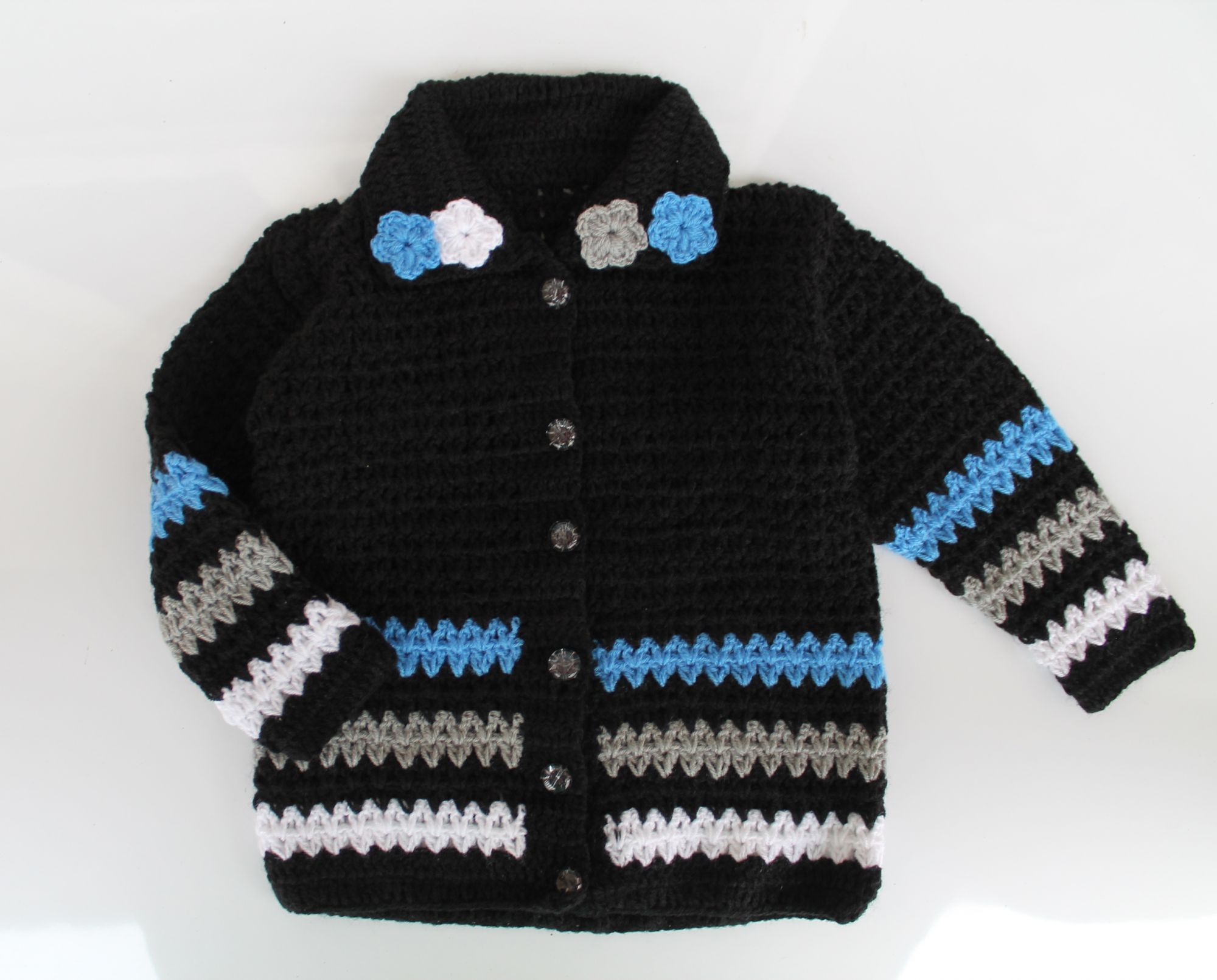 Woonie Handmade Black Collared Sweater for Kids