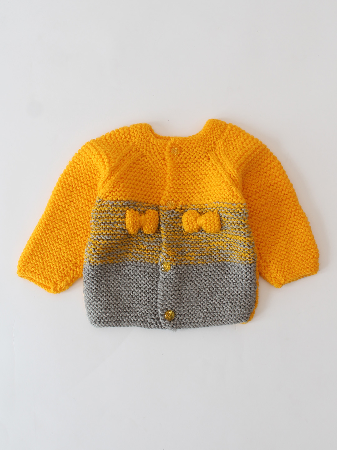 Woonie Handknitted Garter Stitch Sweater - Orange