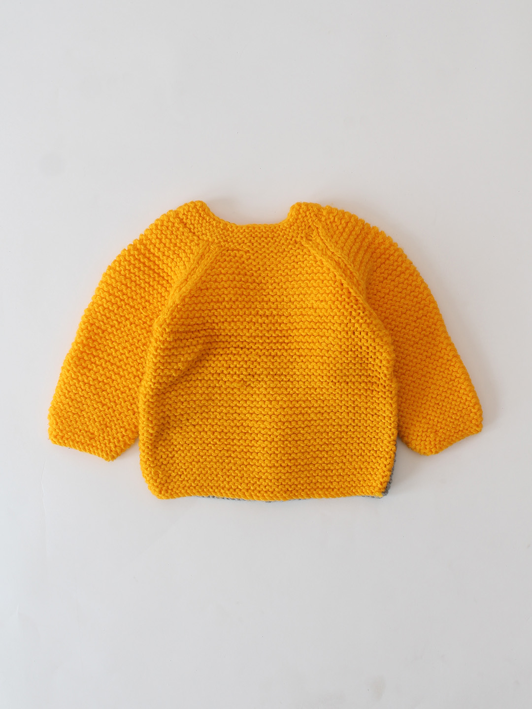 Woonie Handknitted Garter Stitch Sweater - Orange