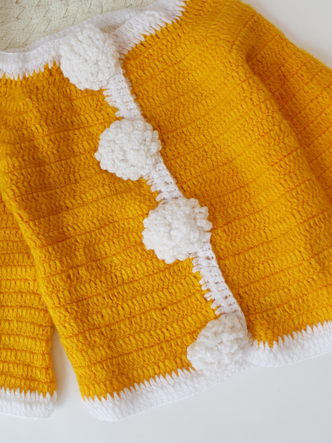 Woonie Handmade Crochet Contrast Border Detailed Sweater - Orange