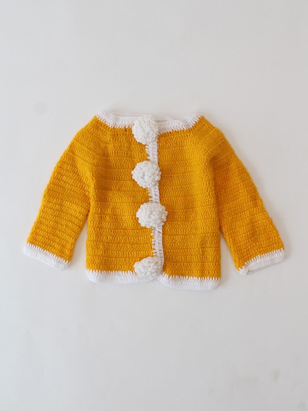 Woonie Handmade Crochet Contrast Border Detailed Sweater - Orange
