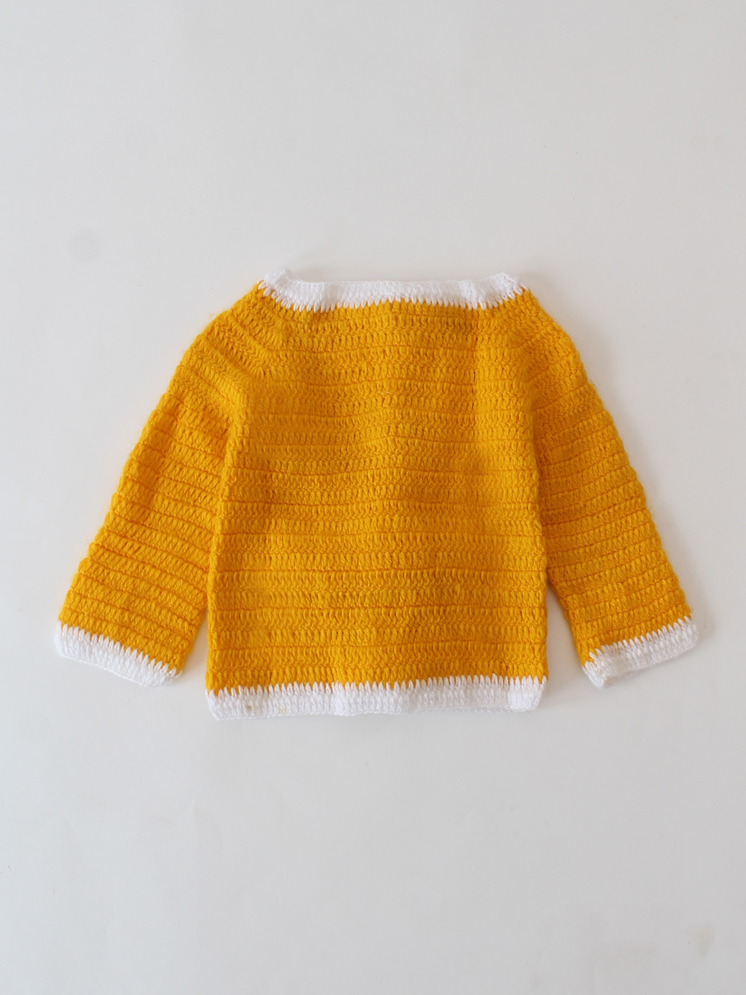 Woonie Handmade Crochet Contrast Border Detailed Sweater - Orange