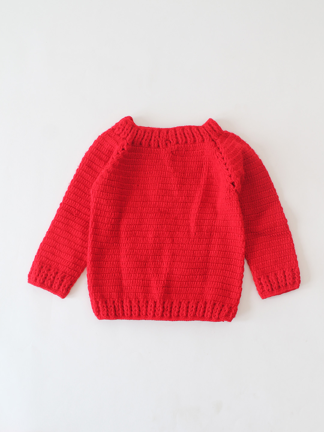 Woonie Handmade Crochet Floral Applique Detailed Sweater - Red
