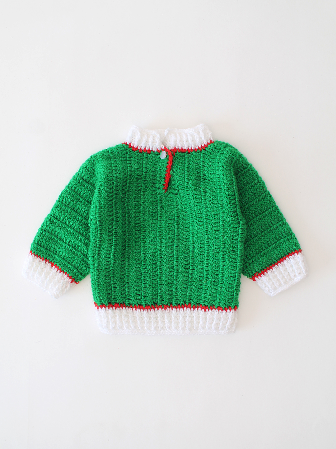Reindeer Design Crochet Sweater - Green