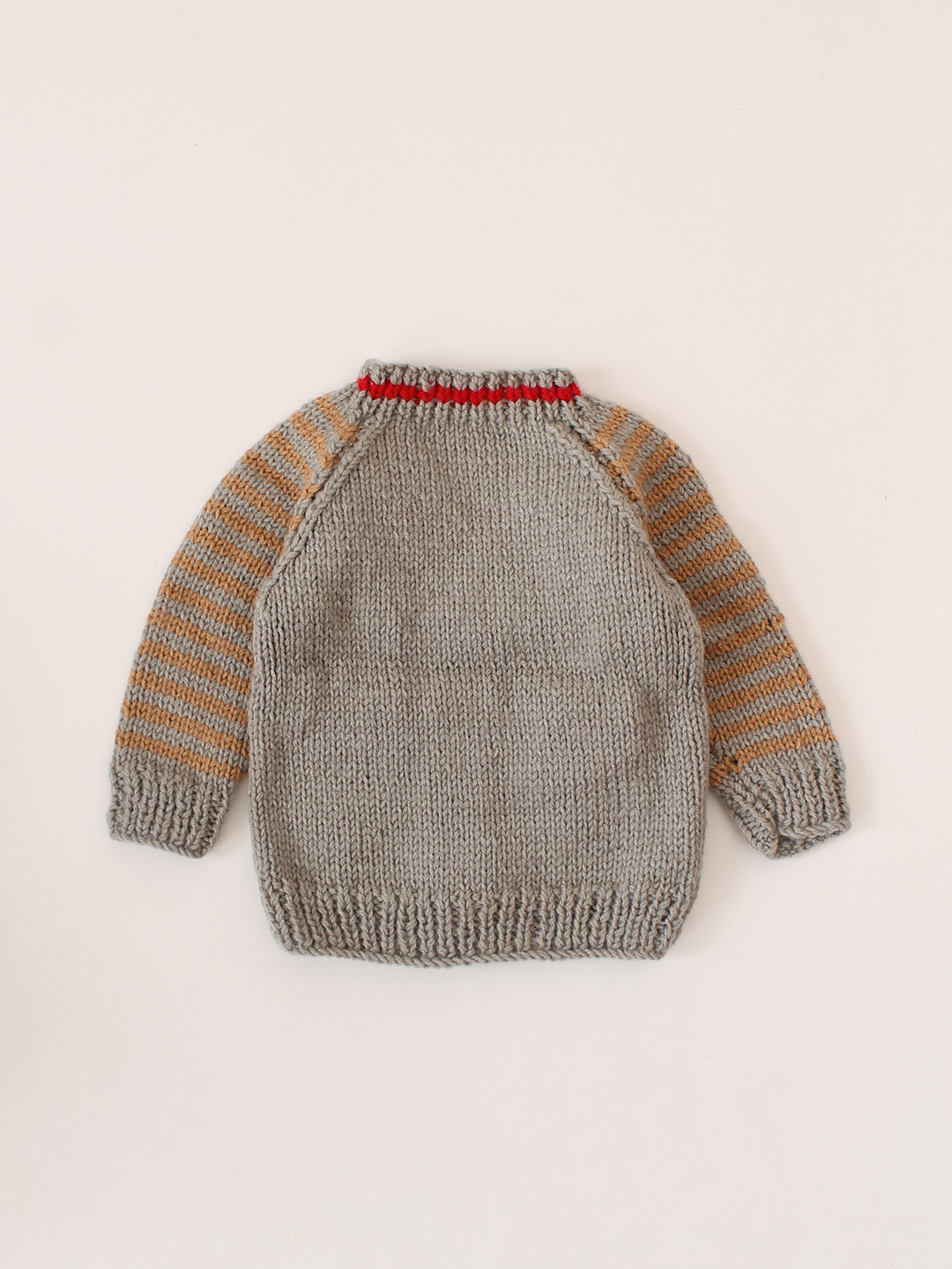 Reindeer Pockets Design Raglan Sleeve Sweater - Grey