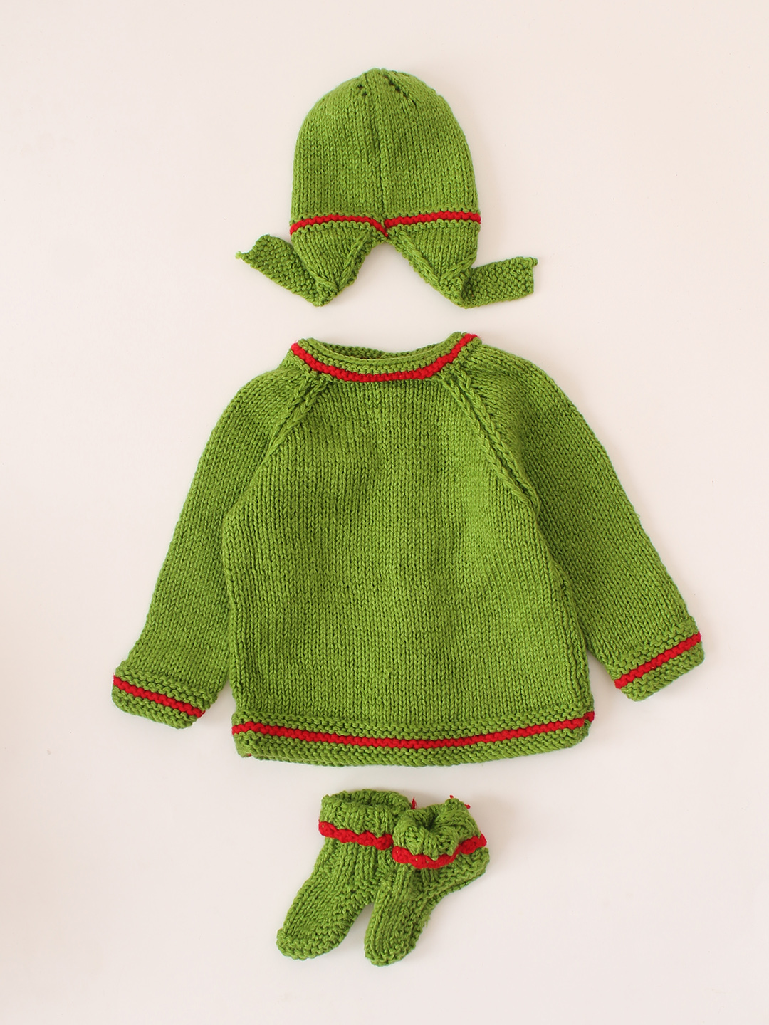 Woonie Handknitted Star Appliqued Sweater - Green