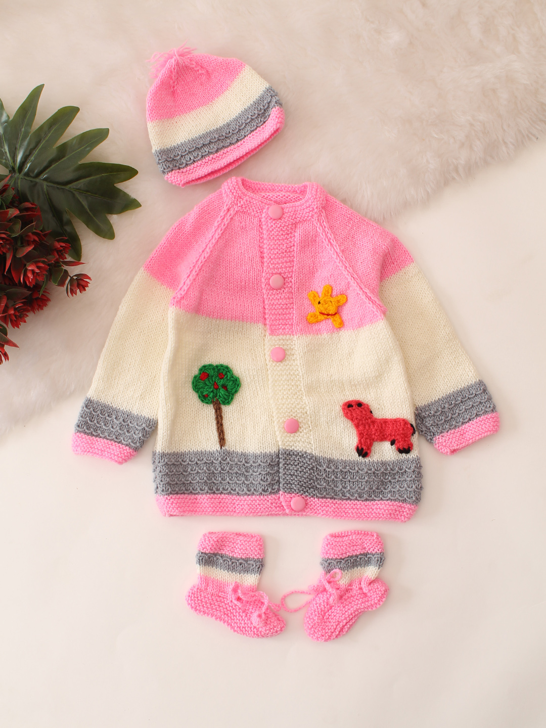 Handknitted Farmland Sweater - Pink