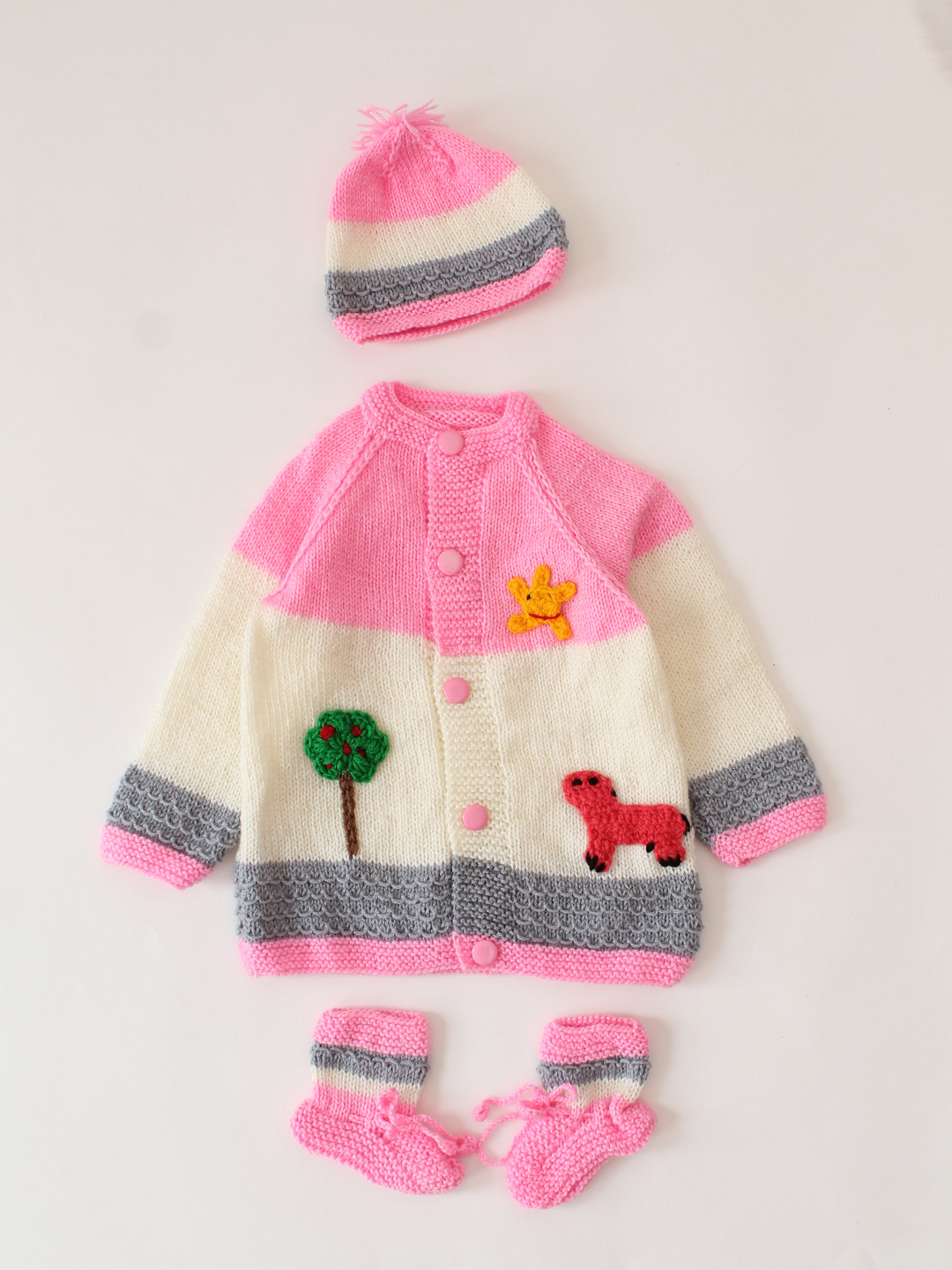 Handknitted Farmland Sweater - Pink