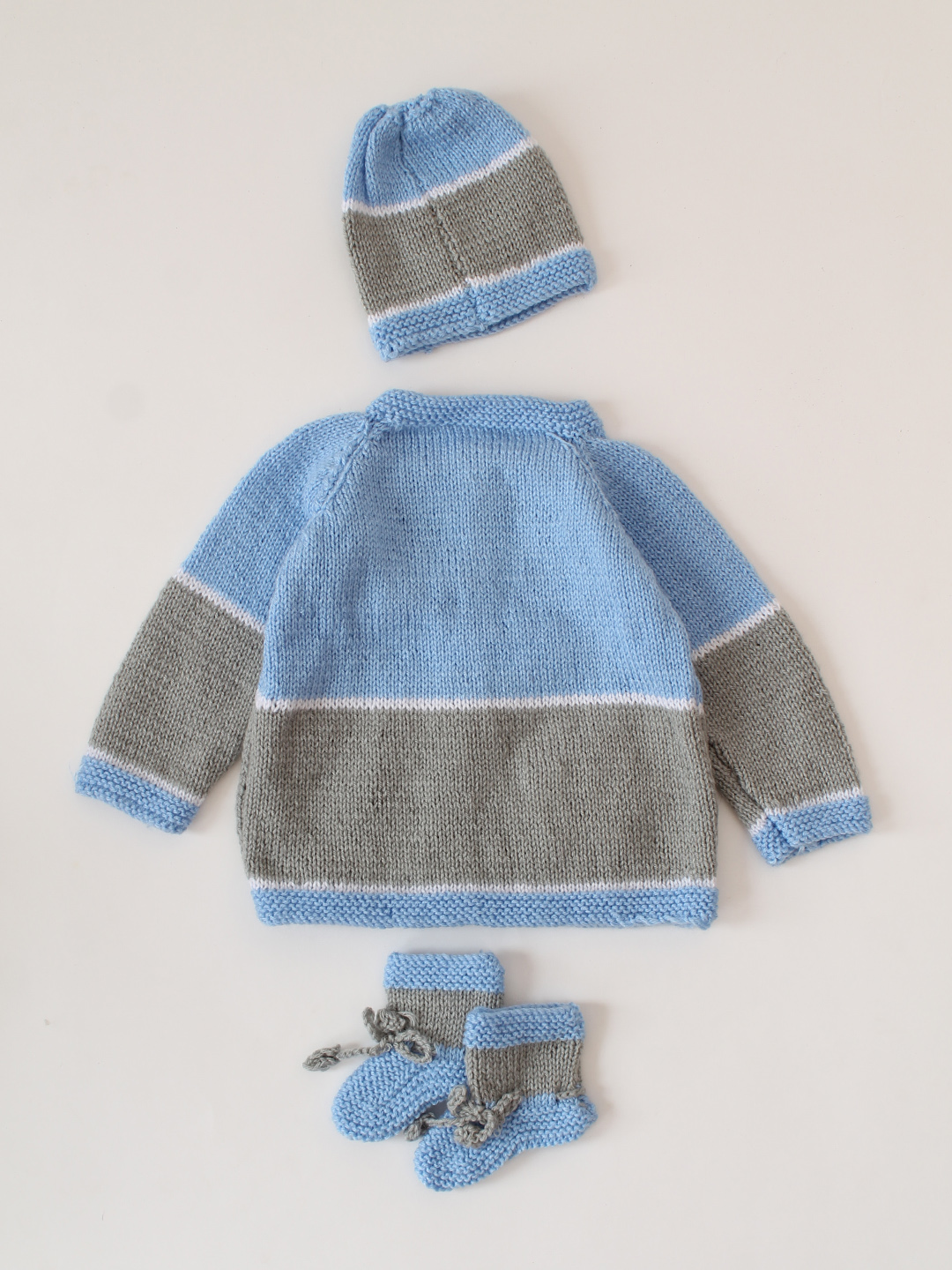 Road and Car Design Baby Sweater Set Blue