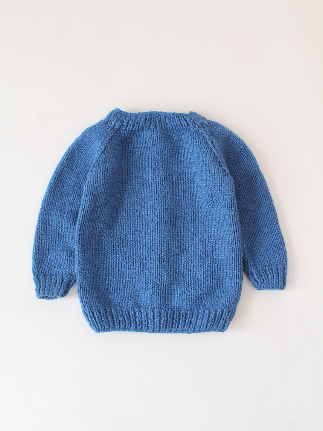 Sunflower Embroidered Baby Handknitted Sweater - Blue