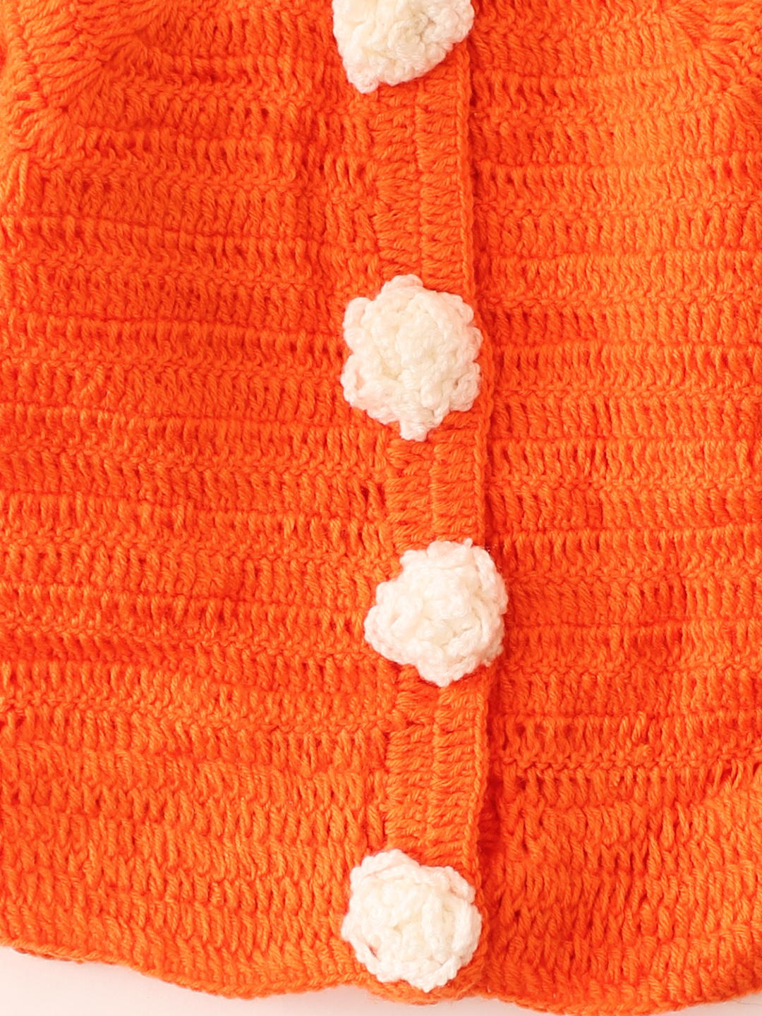 Color Block Floral Crochet Sweater - Orange