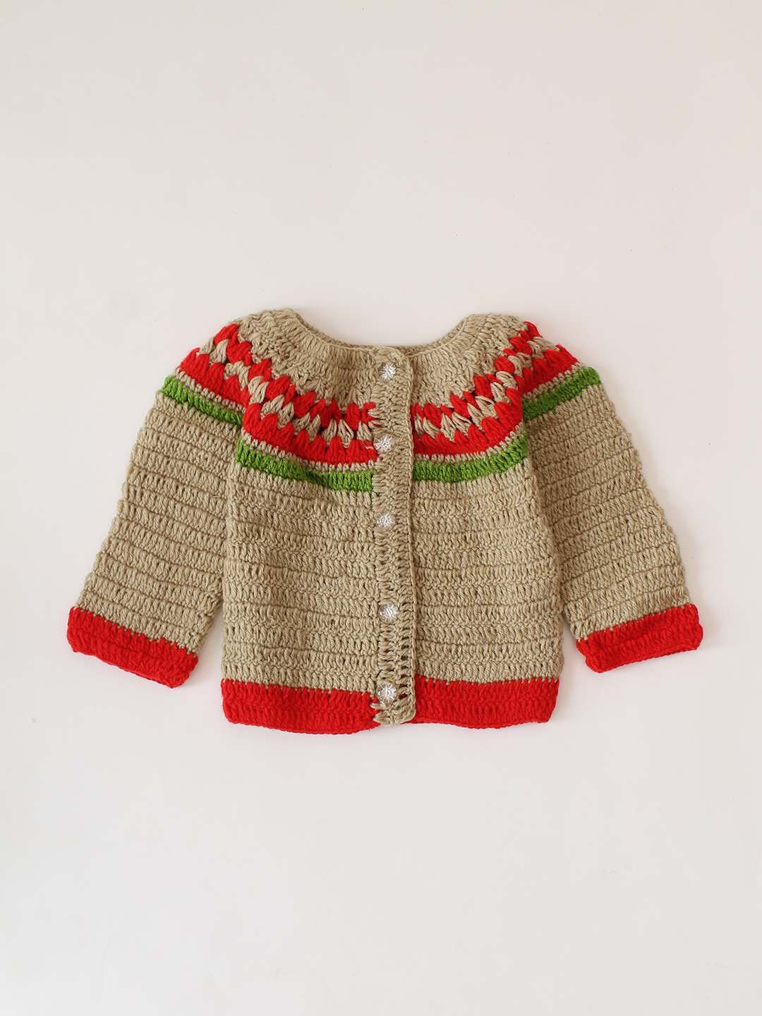 Self Design Baby Sweater - Beige