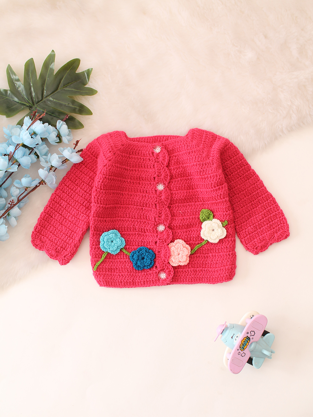 Full Sleeve Floral Sweater - Pink