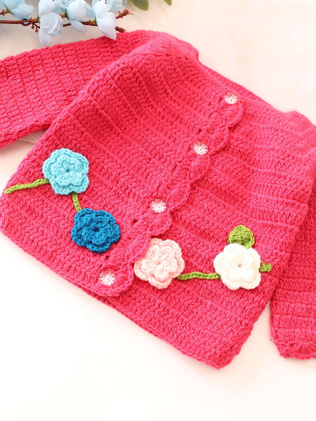 Full Sleeve Floral Sweater - Pink