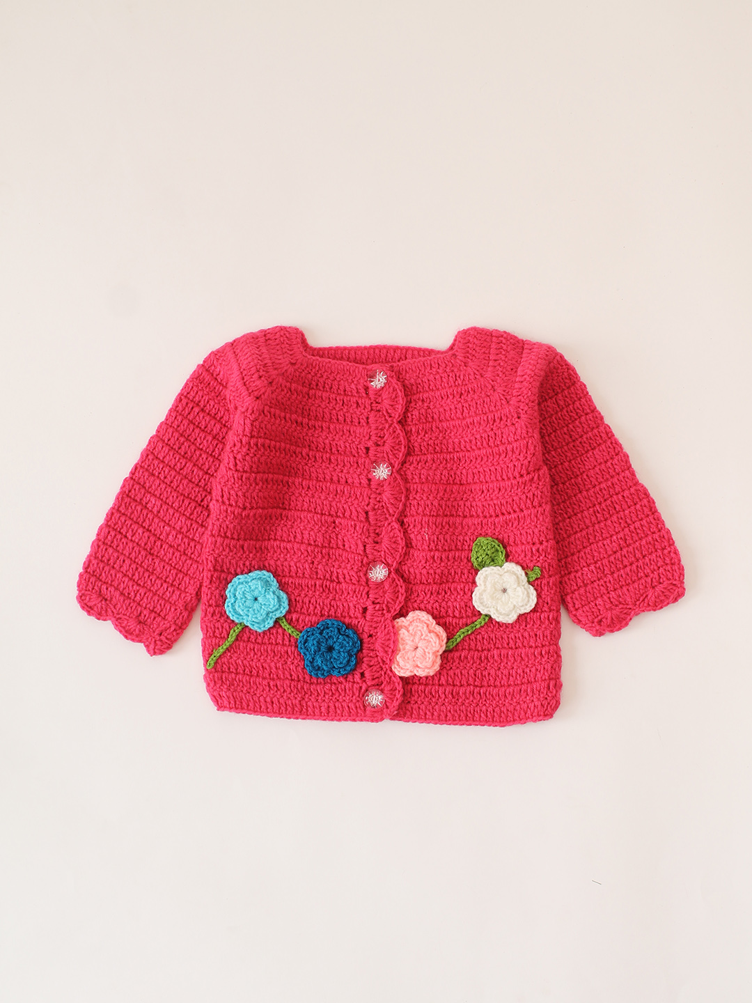 Full Sleeve Floral Sweater - Pink