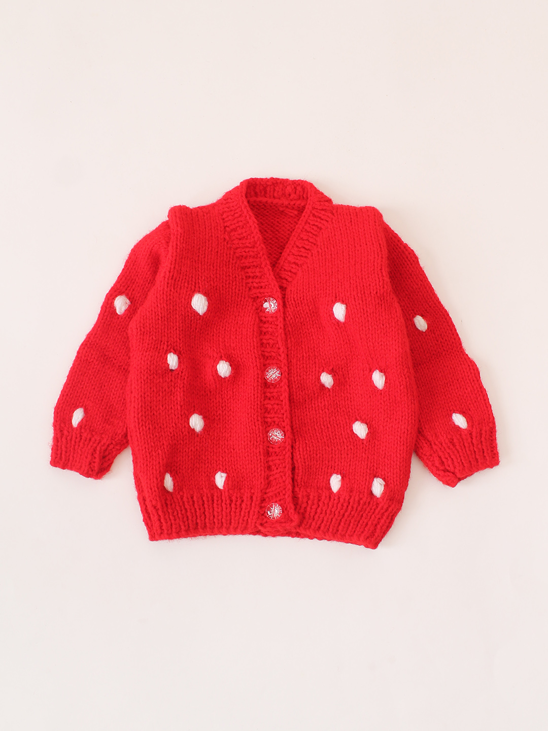 Bubble Design Color Block Cardigan - Red