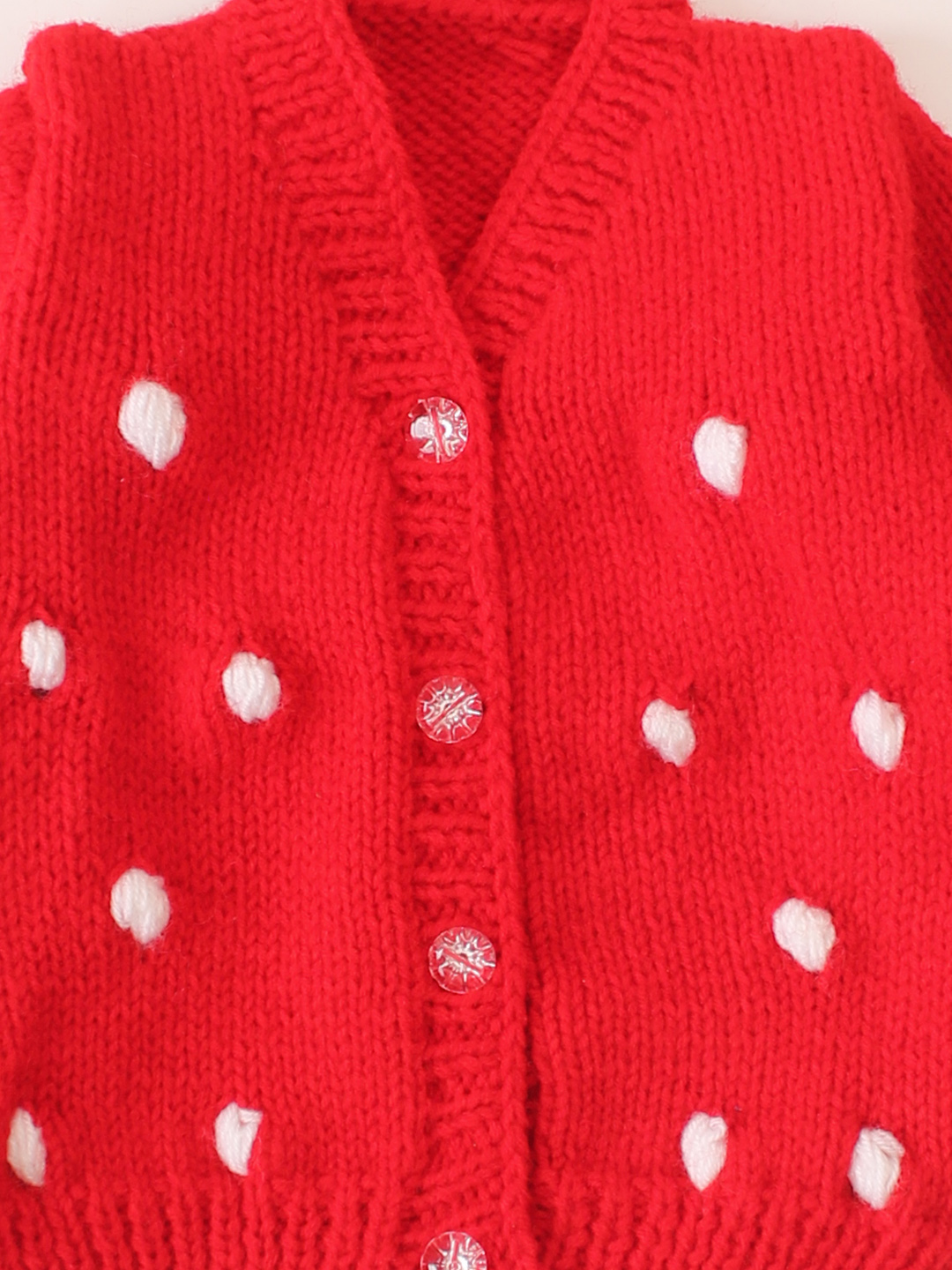 Bubble Design Color Block Cardigan - Red