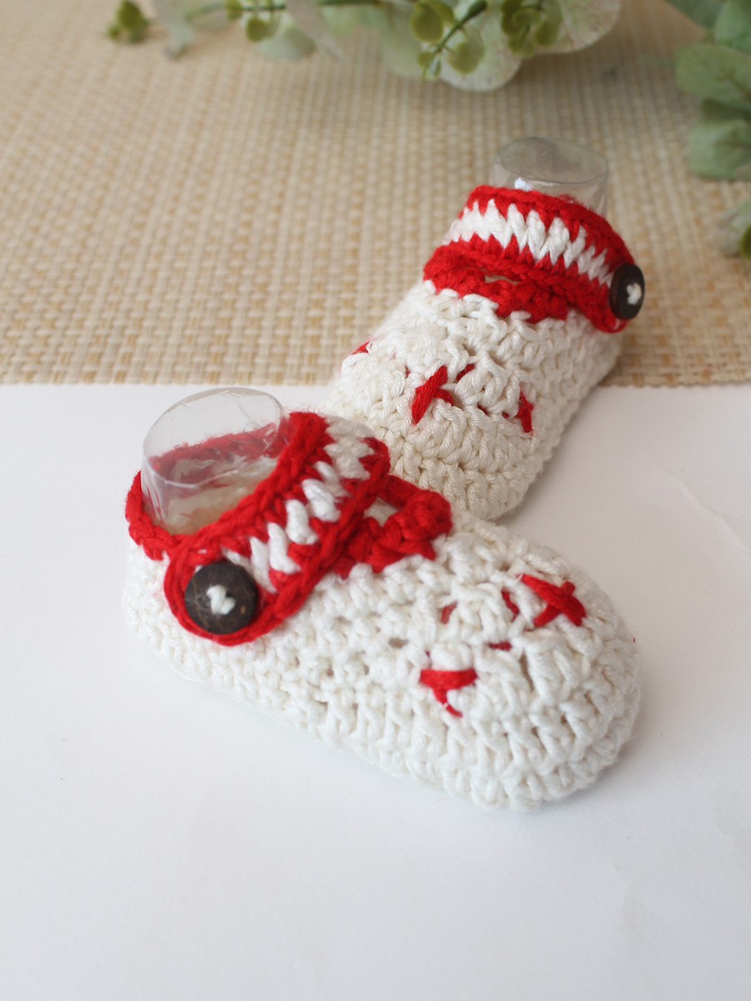 Woonie Cotton Bamboo Summer Booties - Cream