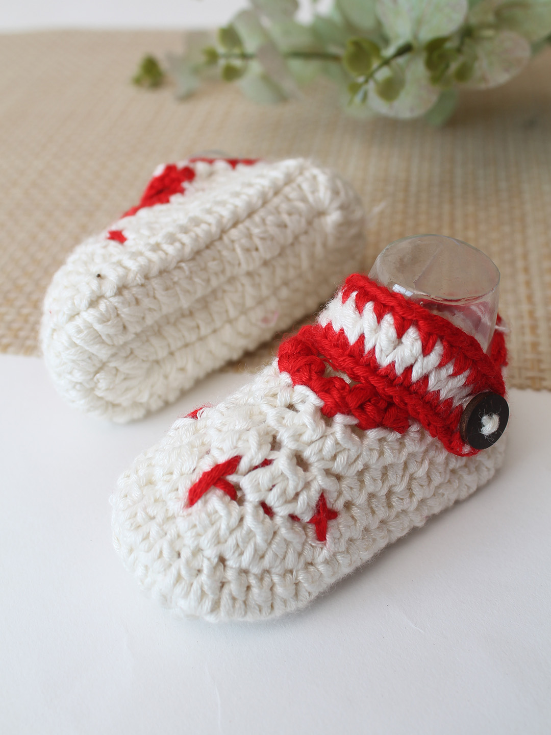 Woonie Cotton Bamboo Summer Booties  Cream