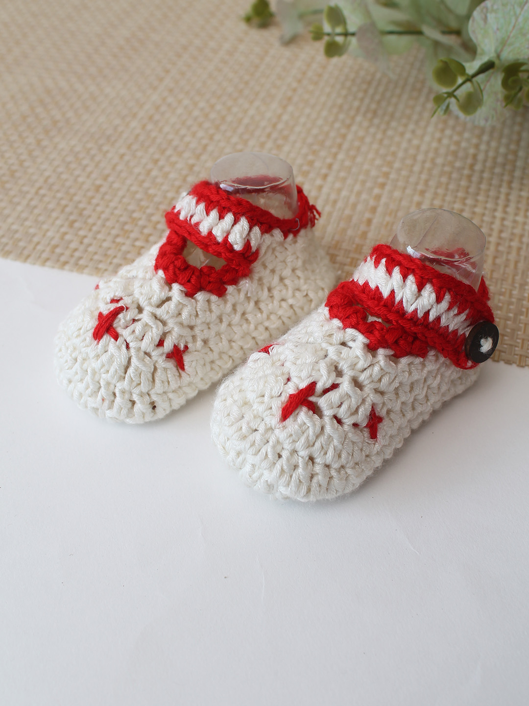 Woonie Cotton Bamboo Summer Booties - Cream