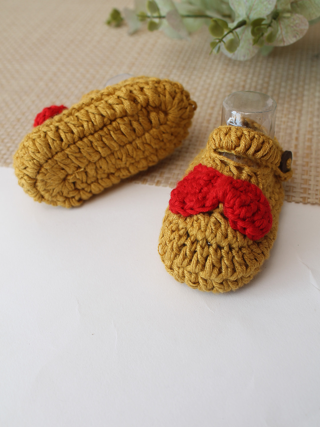 Woonie Cotton Bamboo Bow Designed Summer Booties  Beige