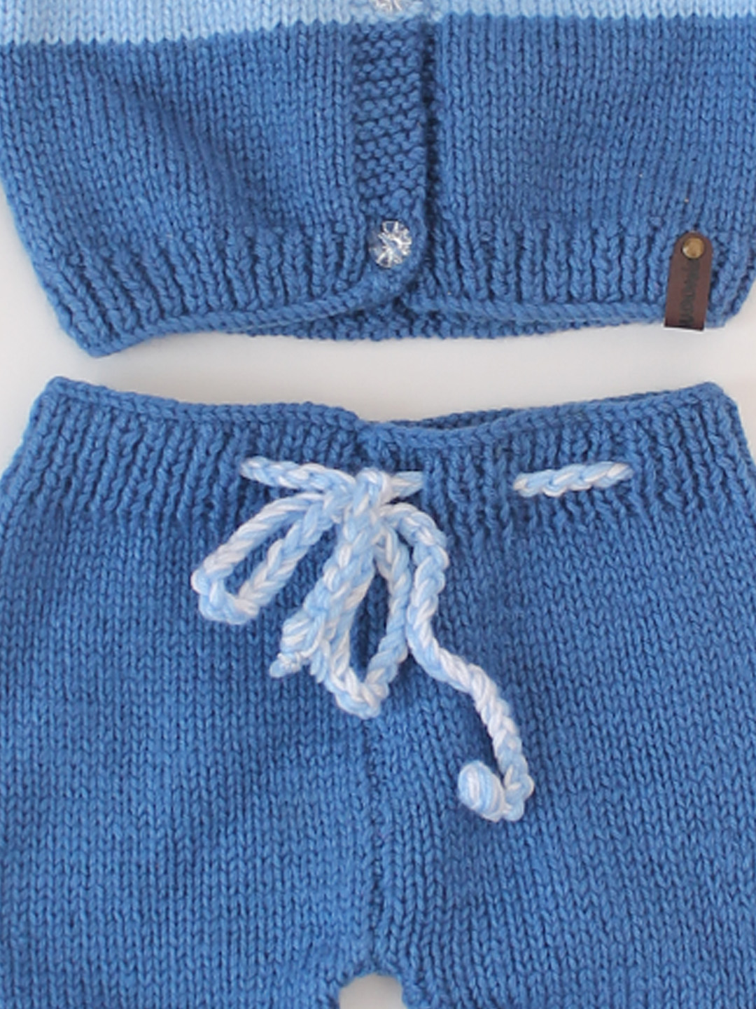 Woonie Colour Blocked Handknitted Sweater Set - Blue