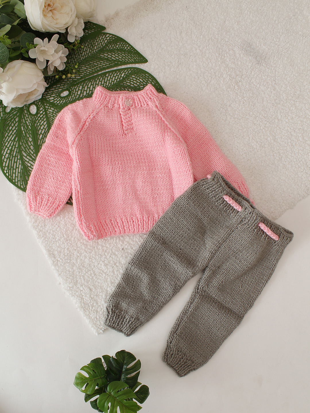 Woonie Embroidered Sweater Set - Pink