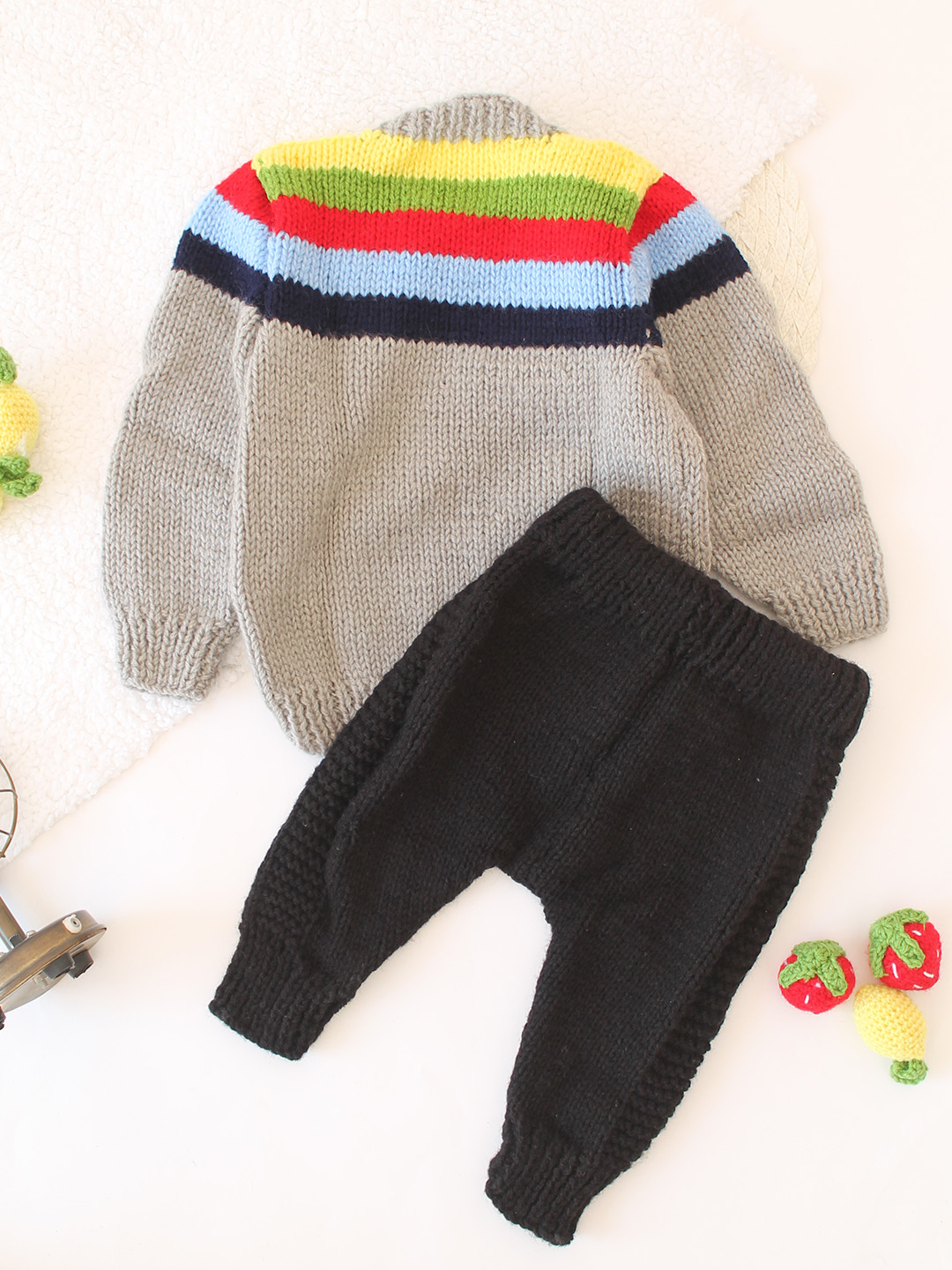 Woonie Striped Sweater Set - Grey